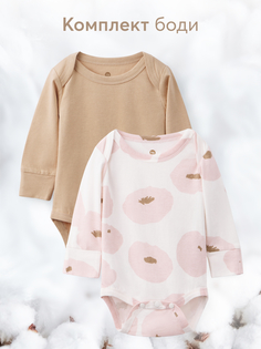 Боди детское Happy Baby 90096, beige&flowers, 62