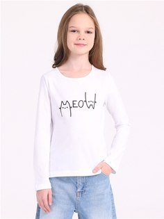 Лонгслив детский Апрель 329001Д2, белый Коты мяукают, 134