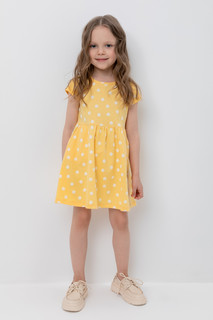 Платье детское CROCKID М 2508, абрикос, маленькие ромашки, 104