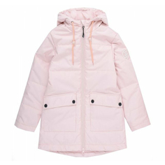 Пальто для девочки Crockid демисезонное с капюшоном бежево-розовое р 134-140