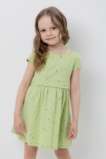 Платье детское CROCKID М 3252, сочный лайм, яркий горошек, 98