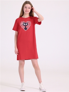 Платье детское Апрель 250дев001Д2, красный91 Кот в сердце, 158