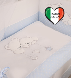 Комплект постельного белья в кроватку Lepre Sweet Bears 6 предметов, голубой в горох
