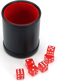 Шейкер для кубиков Stuff-Pro кожаный с крышкой, красный