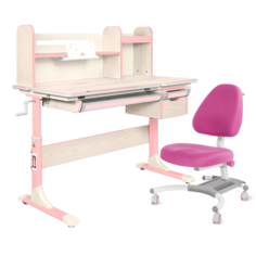 Комплект Anatomica парта Genius клен/розовый с розовым креслом Figra