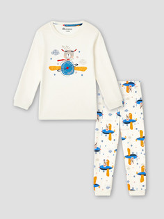 Пижама детская KOGANKIDS 372-813-33, молочный набивка самолётики, 92
