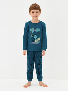 Пижама детская KOGANKIDS 372-810-08, синий набивка монстры, 140
