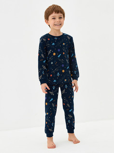 Пижама детская KOGANKIDS 342-811-38, тёмно-синий набивка галактика, 98