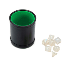Набор Stuff-Pro Шейкер для кубиков кожаный с крышкой, зелёный + кубики Неоново-Зеленые