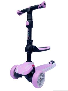 Самокат-беговел со светящимися колёсами Micar Moby Pink 3 в 1 Scooter