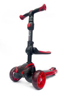 Самокат-беговел Micar Moby Black-Red со светящимися колёсами 3 в 1 Scooter