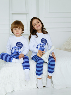 Пижама детская Ohana kids Enot, белый, голубой, 116