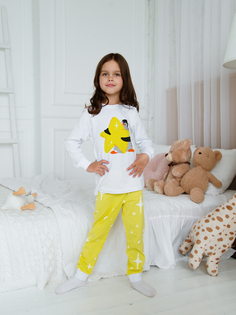 Пижама детская Ohana kids Pingvinyellow, белый, желтый, 122