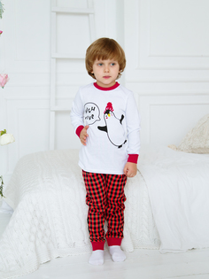 Пижама детская Ohana kids PingvinXmass, белый; красный, 122