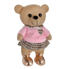 Мягкая игрушка Abtoys Knitted. Мишка вязаный девочка в розовом джемпере 22см M4864