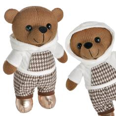 Мягкая игрушка Abtoys Knitted. Мишка вязаный мальчик в белом худи 22см M4863