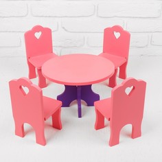 Мебель кукольная «Столик со стульчиками», 5 деталей Краснокамская игрушка
