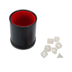 Набор Stuff-Pro Шейкер для кубиков кожаный с крышкой, красный и кубики Неоново-Розовые