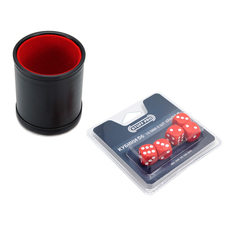 Набор Stuff-Pro Шейкер для кубиков кожаный с крышкой, красный и кубики D6, 16 мм, красные