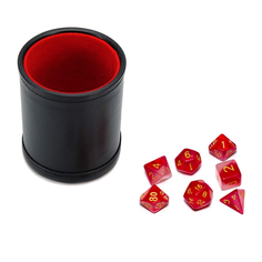 Набор Stuff-Pro Шейкер для кубиков кожаный с крышкой, красный и кубики красные с мешочком