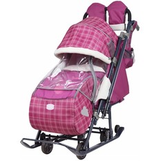 Санки-коляска комб. "Ника детям 7-4" (НД7-4/3 вишневый в клетку) No Brand