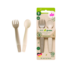 Ложка и вилка детская NIP Eat Green серый, 2 шт