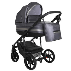 Коляска 2 в1 Pituso Luna Luxury короб+прогулка Кожа Silver Dark Grey