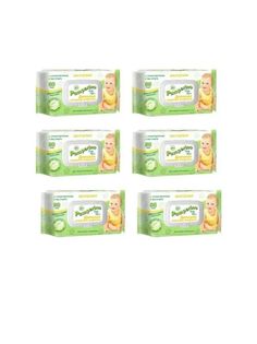 Детские влажные салфетки Pamperino №80, с пластиковым клапаном, 6 уп., GRS40202s06