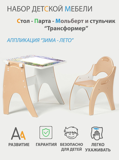 Растущий набор детской мебели Тех Кидс 3 в 1, Стол-Парта-Мольберт и стульчик 14-318