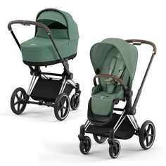 Коляска детская 2в1 Cybex Priam IV Leaf Green, шасси chrome, brown