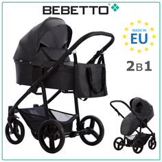 Детская коляска 2 в 1 Bebetto Explorer AIR LUX 06, черный, рама черная