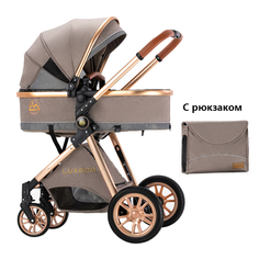 Детская коляска-трансформер 2 в 1 Luxmom V9, коричневый