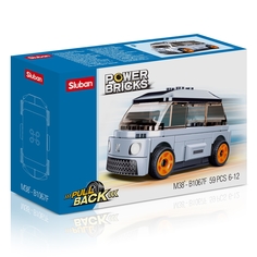 Конструктор Sluban Пуллбэк: Серый минивэн 59 дет, пружин механизм