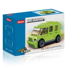 Конструктор Sluban Пуллбэк: Зелёный автобус 59 дет, пружин механизм