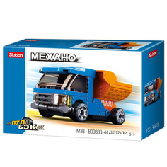 Конструктор Sluban пластмассовый Пуллбэк: Самосвал 44 дет, пружин механизм