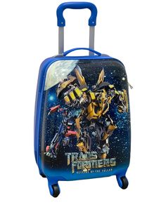 Детский чемодан BAGS-ART мультгерои-2023 на колесах пластиковый синий