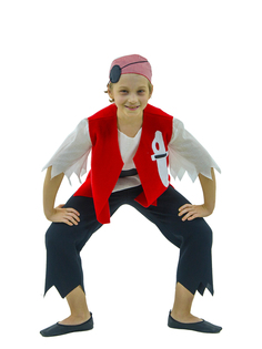 Карнавальный костюм детский Вестифика Пират, белый, черный, красный, 140