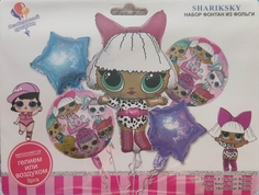 Набор воздушных шаров фольгированных Shariksky НШ для детского праздника 5 штук Кукла Лол