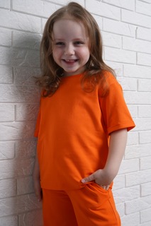 Футболка детская Рыжик-Пыжик 16-Кулирка, Оранжевый, 134