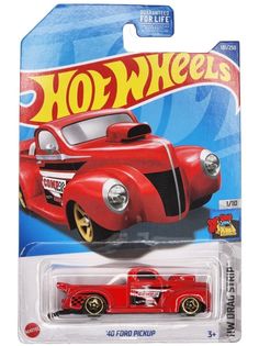 Машинка Hot Wheels пикап HCX61 металлическая 40 FORD PICKUP красный