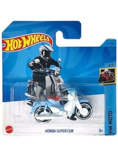 Машинка Hot Wheels мотоцикл HKH74 металлическая HONDA SUPER CUB бело-голубой