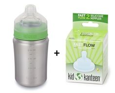 Детская бутылка Klean Kanteen Baby Bottle Medium 9oz (266 мл) + соски быстрый поток