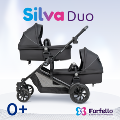 Коляска трансформер для двойни Farfello Silva Duo, черный