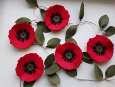 Гирлянда ArtTextile цветы из фетра маки красные 180 см