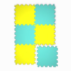 Коврик-пазл El`BascoToys мягкий напольный складной Желто-бирюзовый 6 элементов 87х58 см