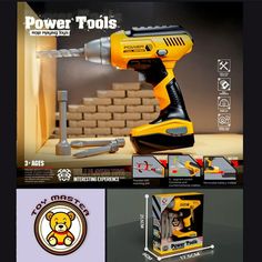 Игрушечный инструмент Power Tools Дрель шуруповерт на батарейках