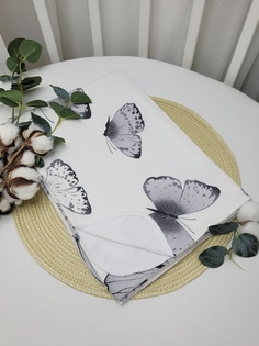 Пеленка непромокаемая Серые бабочки на белом 70*100см No Brand