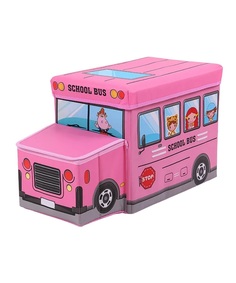Короб для хранения игрушек Автобус, 2 отделения 0106791 55х25х31 см, розовый No Brand