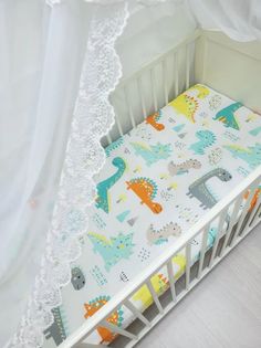 Простынь на резинке на матрас Дино2 (зелёно-желтые) 120*60см No Brand