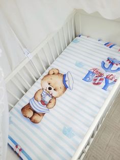 Простынь на резинке на матрас Ahoy it`s a boy 120*60см No Brand